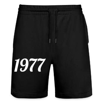 1977 Vintage 1977 Anniversaire Rétro 1977 Cadeau - Short de jogging bio TRAINER Stanley/Stella unisexe - noir - Devant - Nik (191cm) & Marisol (170cm)