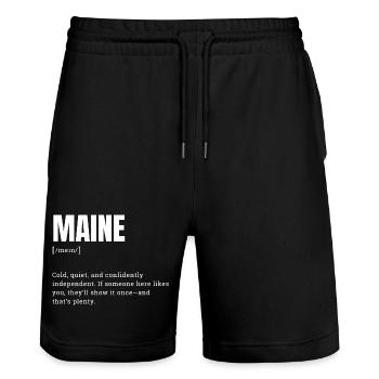 Maine Bold Typo Contrast - Stanley/Stella Trainer Unisex Organic Jogging Shorts - black - Front - Nik (191cm) & Marisol (170cm)