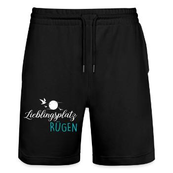 Ostsee Insel LIEBLINGSPLATZ RÜGEN Lustiges - Stanley/Stella Unisex Bio Joggingshorts Trainer  - Schwarz - Vorne - Nik (191cm) & Marisol (170cm)