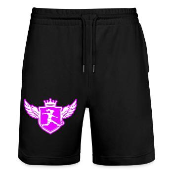 Footballer Coat of Arms Soccer Girls - Stanley/Stella Trainer Unisex Organic Jogging Shorts - black - Front - Nik (191cm) & Marisol (170cm)