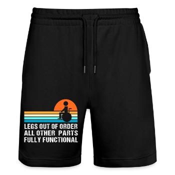 Rollstuhl - Stanley/Stella Unisex Bio Joggingshorts Trainer  - Schwarz - Vorne - Nik (191cm) & Marisol (170cm)