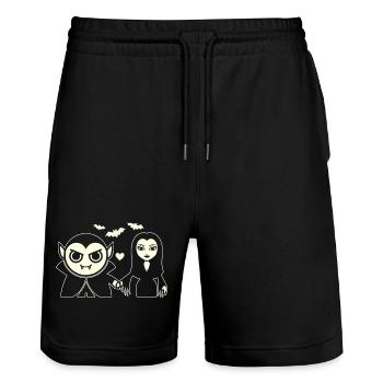 Vampire et Vampire de la Nuit - Short de jogging bio TRAINER Stanley/Stella unisexe - noir - Devant - Nik (191cm) & Marisol (170cm)