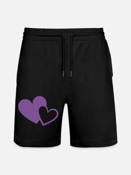 violet heart two violet hearts gift - Stanley/Stella Trainer Unisex Organic Jogging Shorts - black
