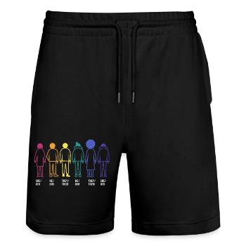 Queer Gender Diversity Gay pride LGBT - Stanley/Stella Trainer Unisex Organic Jogging Shorts - black - Front - Nik (191cm) & Marisol (170cm)