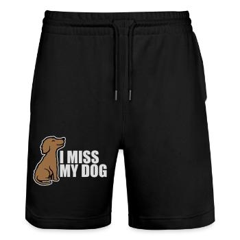 I Miss My Dog Hundeliebhaber Hunde Liebe Witz Logo - Stanley/Stella Unisex Bio Joggingshorts Trainer  - Schwarz - Vorne - Nik (191cm) & Marisol (170cm)