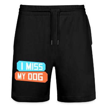 I Miss My Dog Hundeliebhaber Hunde Liebe Witz Logo - Stanley/Stella Unisex Bio Joggingshorts Trainer  - Schwarz - Vorne - Nik (191cm) & Marisol (170cm)