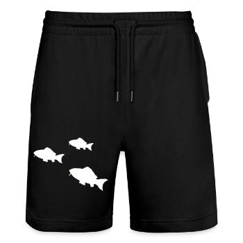 Pisces Tropical Fish Silhouette - Stanley/Stella Trainer Unisex Organic Jogging Shorts - black - Front - Nik (191cm) & Marisol (170cm)