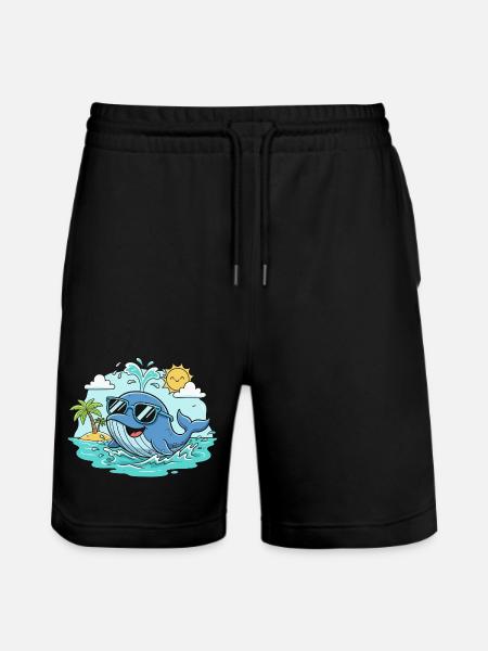 Beach whale with sunglasses - Stanley/Stella Trainer Unisex Organic Jogging Shorts - black