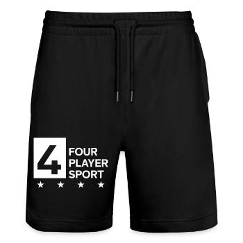4 Four Player Sport Team Outfit Padel Tennis - Stanley/Stella Trainer Unisex Organic Jogging Shorts - black - Front - Nik (191cm) & Marisol (170cm)