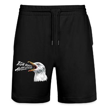 Ostsee BRAUCHE EINE AUSZEIT IN FEHMARN Lustig - Stanley/Stella Unisex Bio Joggingshorts Trainer  - Schwarz - Vorne - Nik (191cm) & Marisol (170cm)