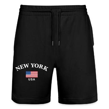 New York, États-Unis - Short de jogging bio TRAINER Stanley/Stella unisexe - noir - Devant - Nik (191cm) & Marisol (170cm)