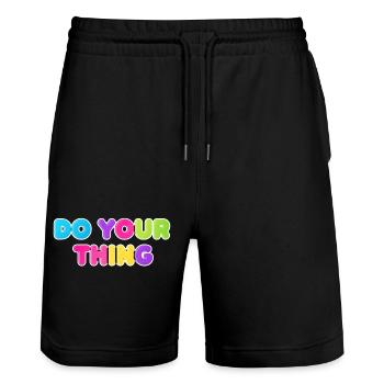 Colorful Do Your Thing Statement Design - Stanley/Stella Trainer Unisex Organic Jogging Shorts - black - Front - Nik (191cm) & Marisol (170cm)