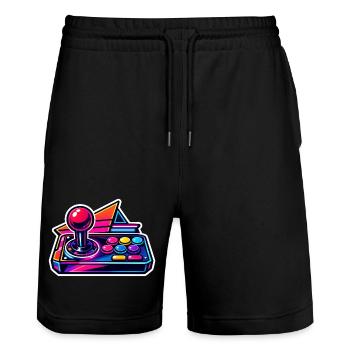 Joystick Arcade Néon Rétro - Short de jogging bio TRAINER Stanley/Stella unisexe - noir - Devant - Nik (191cm) & Marisol (170cm)