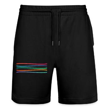 Regenbogen Linienkunst - Stanley/Stella Unisex Bio Joggingshorts Trainer  - Schwarz - Vorne - Nik (191cm) & Marisol (170cm)