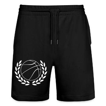 Emblème de la couronne de laurier de basket dans la couronne de laurier - Short de jogging bio TRAINER Stanley/Stella unisexe - noir - Devant - Nik (191cm) & Marisol (170cm)