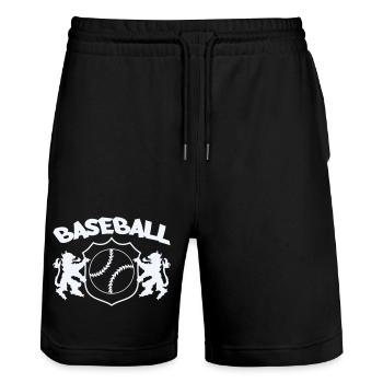 Baseball Crest - Stanley/Stella Trainer Unisex Organic Jogging Shorts - black - Front - Nik (191cm) & Marisol (170cm)