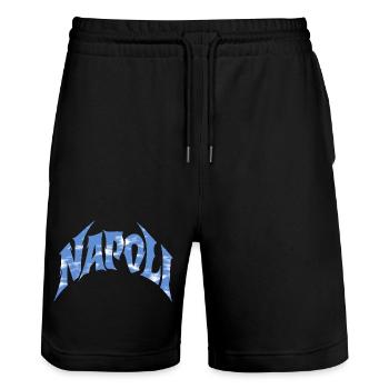 Napoli Cloud Typo - Stanley/Stella Trainer Unisex Organic Jogging Shorts - black - Front - Nik (191cm) & Marisol (170cm)