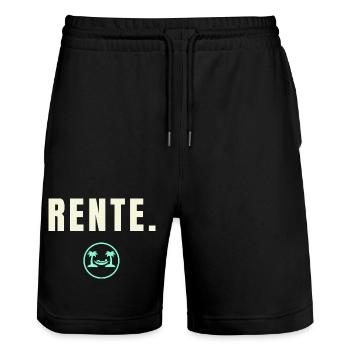 PENSION. Success Edition - Design minimaliste - Short de jogging bio TRAINER Stanley/Stella unisexe - noir - Devant - Nik (191cm) & Marisol (170cm)