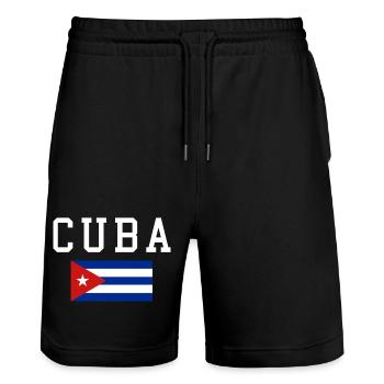 Cuba Flag - Stanley/Stella Trainer Unisex Organic Jogging Shorts - black - Front - Nik (191cm) & Marisol (170cm)