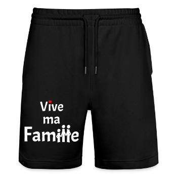 LONG LIVE MY FAMILY! - Stanley/Stella Trainer Unisex Organic Jogging Shorts - black - Front - Nik (191cm) & Marisol (170cm)