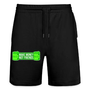 Make Money Not Friends Hustle Quote Saying Logo - Stanley/Stella Trainer Unisex Organic Jogging Shorts - black - Front - Nik (191cm) & Marisol (170cm)