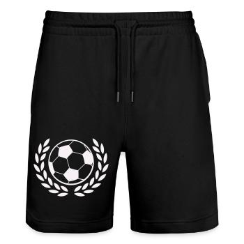 Victory wreath football logo - Stanley/Stella Trainer Unisex Organic Jogging Shorts - black - Front - Nik (191cm) & Marisol (170cm)