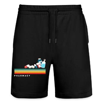 Retro-apotheker Pharmazietechniker - Stanley/Stella Unisex Bio Joggingshorts Trainer  - Schwarz - Vorne - Nik (191cm) & Marisol (170cm)