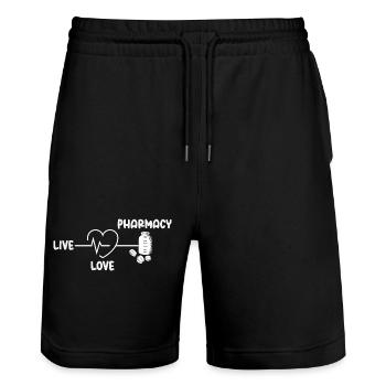 Liebe Job Herz Apotheker Pharmazietechniker - Stanley/Stella Unisex Bio Joggingshorts Trainer  - Schwarz - Vorne - Nik (191cm) & Marisol (170cm)