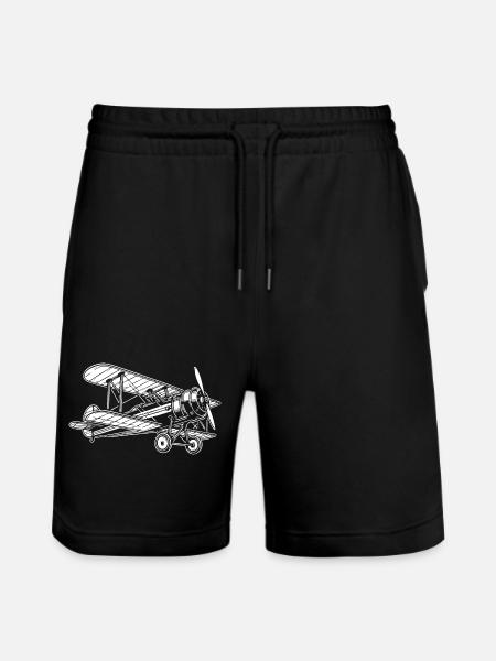 Biplane Oldtimer, conception classique d’avion - Short de jogging bio TRAINER Stanley/Stella unisexe - noir