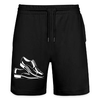 Chaussures en cuir verni stylées – design de mode stylé - Short de jogging bio TRAINER Stanley/Stella unisexe - noir - Devant - Nik (191cm) & Marisol (170cm)
