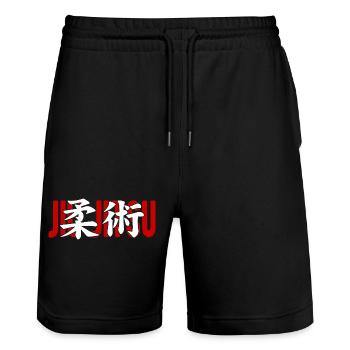 Jiu Jitsu Martial Arts Dojo Kanji Japan - Stanley/Stella Trainer Unisex Organic Jogging Shorts - black - Front - Nik (191cm) & Marisol (170cm)