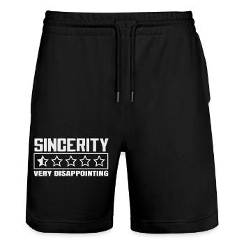 Sincerity 1 Stern Bewertung Sarkasmus Design - Stanley/Stella Unisex Bio Joggingshorts Trainer  - Schwarz - Vorne - Nik (191cm) & Marisol (170cm)