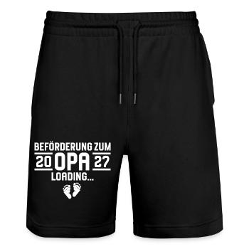 Promotion to Grandpa 2027 loading - Stanley/Stella Trainer Unisex Organic Jogging Shorts - black - Front - Nik (191cm) & Marisol (170cm)