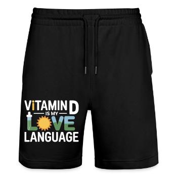 Naturopath Vitamin D Love Language Professional  - Stanley/Stella Trainer Unisex Organic Jogging Shorts - black - Front - Nik (191cm) & Marisol (170cm)