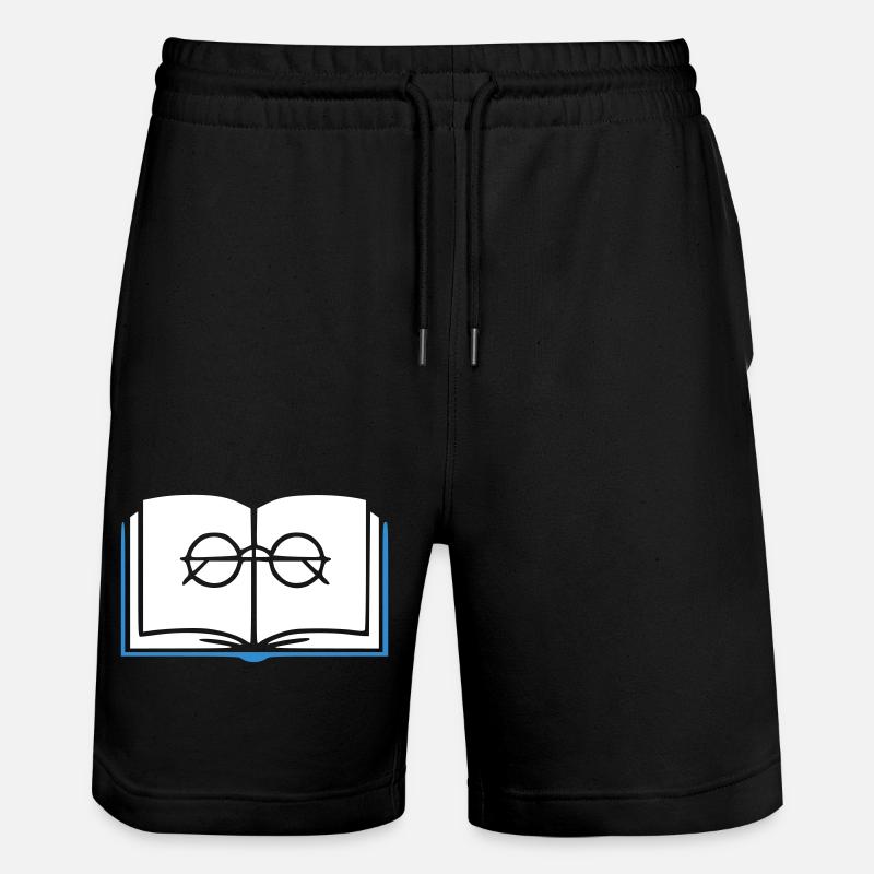 Book and Glasses Outline - Stanley/Stella Trainer Unisex Organic Jogging Shorts - black