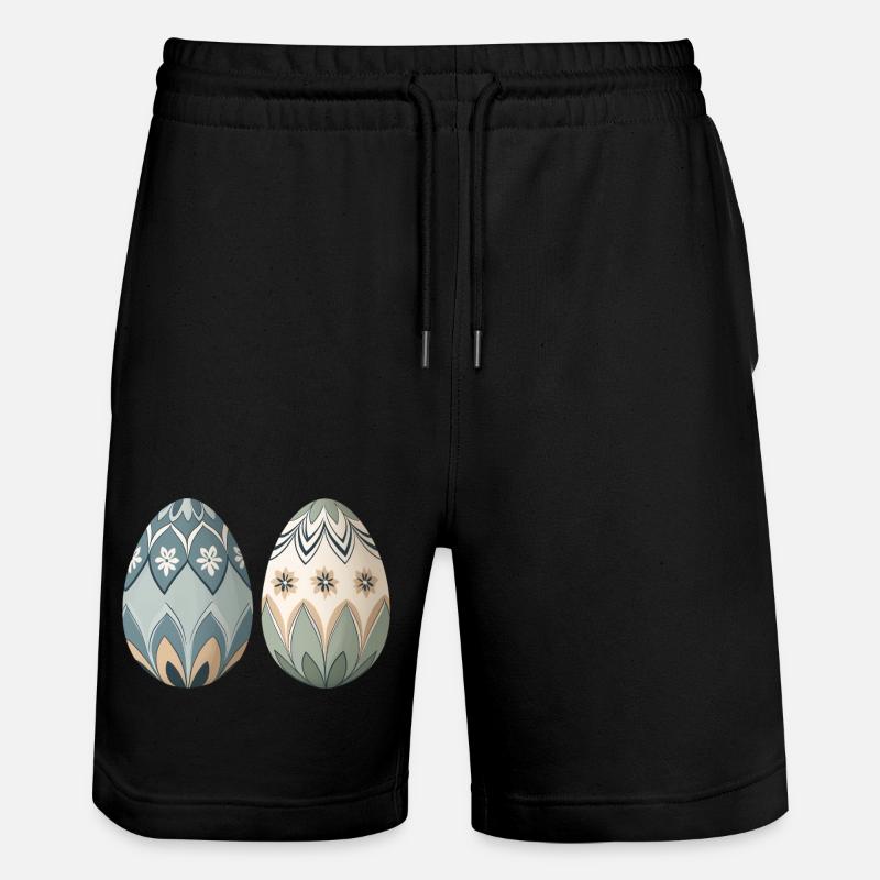 Pastell Floral Ornament Eier - Stanley/Stella Unisex Bio Joggingshorts Trainer  - Schwarz