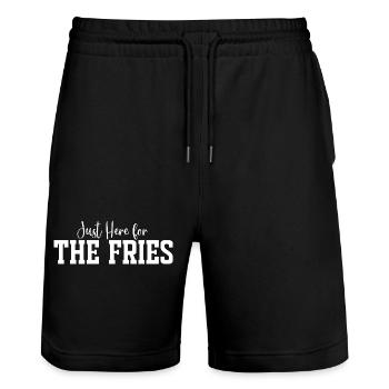 Juste là pour les frites - Short de jogging bio TRAINER Stanley/Stella unisexe - noir - Devant - Nik (191cm) & Marisol (170cm)