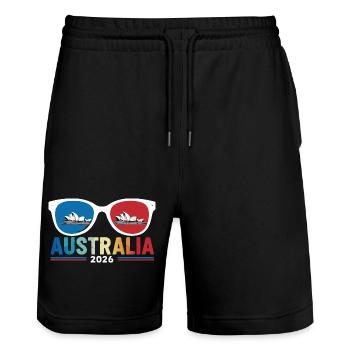 Australien Sydney Oper Sonnenbrille 2026 - Stanley/Stella Unisex Bio Joggingshorts Trainer  - Schwarz - Vorne - Nik (191cm) & Marisol (170cm)