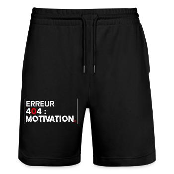 ERREUR 404 Motivation Humour Informatique - Short de jogging bio TRAINER Stanley/Stella unisexe - noir - Devant - Nik (191cm) & Marisol (170cm)