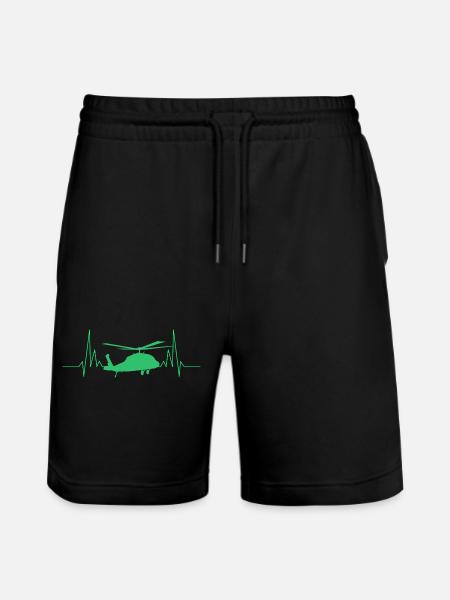 Hubschrauber Herzschlag Ekg - Stanley/Stella Unisex Bio Joggingshorts Trainer - Schwarz