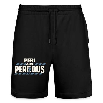 Perimenopause Humor Perimenopause - Stanley/Stella Unisex Bio Joggingshorts Trainer  - Schwarz - Vorne - Nik (191cm) & Marisol (170cm)