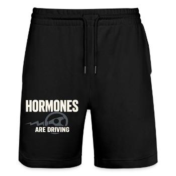 Perimenopause Humor Perimenopause - Stanley/Stella Unisex Bio Joggingshorts Trainer  - Schwarz - Vorne - Nik (191cm) & Marisol (170cm)