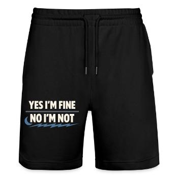 Perimenopause Humor Perimenopause - Stanley/Stella Unisex Bio Joggingshorts Trainer  - Schwarz - Vorne - Nik (191cm) & Marisol (170cm)
