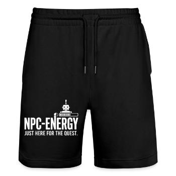 NPC Energy Just Here for the Quest - Stanley/Stella Trainer Unisex Organic Jogging Shorts - black - Front - Nik (191cm) & Marisol (170cm)