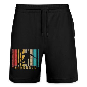 Handball Liebhaber Handball Sport Spieler Handball - Stanley/Stella Unisex Bio Joggingshorts Trainer  - Schwarz - Vorne - Nik (191cm) & Marisol (170cm)