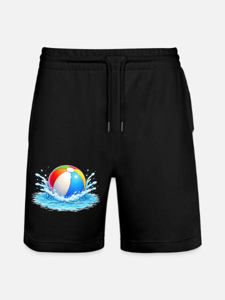 Bunter Wasserball im Meer  - Stanley/Stella Unisex Bio Joggingshorts Trainer  - Schwarz