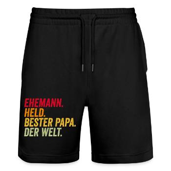 Mari Meilleur Papa Fête des Pères Drôle - Short de jogging bio TRAINER Stanley/Stella unisexe - noir - Devant - Nik (191cm) & Marisol (170cm)