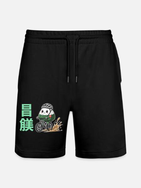 Kawaii Onigiri Radfahrer-Schlammspritzer - Stanley/Stella Unisex Bio Joggingshorts Trainer - Schwarz