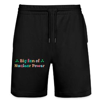 Big fan of nuclear energy - Stanley/Stella Trainer Unisex Organic Jogging Shorts - black - Front - Nik (191cm) & Marisol (170cm)