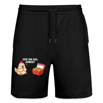 Seid ihr das Jungs Huhn Chicken Nuggets - Stanley/Stella Unisex Bio Joggingshorts Trainer  - Schwarz - Vorne - Nik (191cm) & Marisol (170cm)